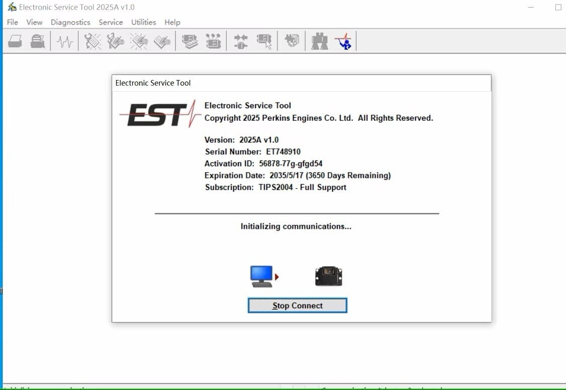 Perkins EST 2025A Diagnostic Software + Factory Password 18 Bit